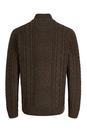 Jack & Jones Authentic Jprblucallum Örgü Desenli Yarım Fermuarlı Dik Yaka Kazak Erkek KAZAK 12299947 KAHVE