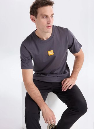 Jack & Jones Koyu Gri Erkek Regular Fit Logo Baskılı T-Shirt 12307761 JPRBLUEJOEY TEE CREW BSS26
