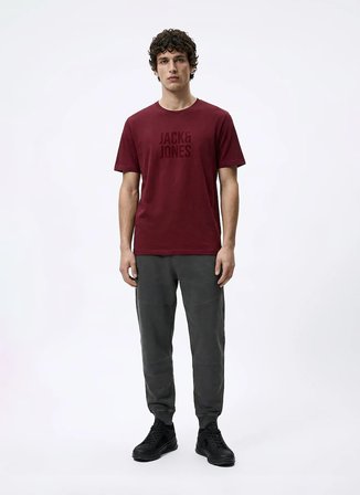 Jack & Jones Bordo Erkek Regular Fit Logo Baskılı T-Shirt 12307780 JCOTONE TEE CRW NECK BSS26