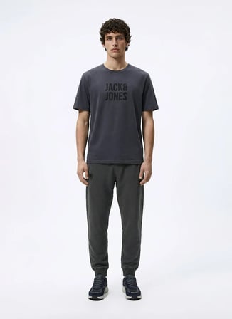 Jack & Jones Gri Erkek Regular Fit Logo Baskılı T-Shirt 12307780 JCOTONE TEE CRW NECK BSS26