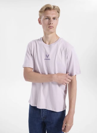 Jack & Jones Lila Erkek Regular Fit Logo Baskılı T-Shirt 12307781 JORWILDLIFE TEE CREW BSS26