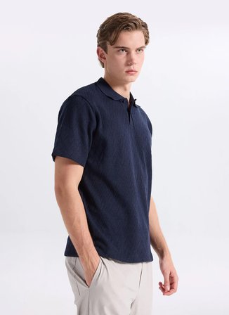 Jack & Jones Lacivert Erkek Regular Fit Zikzak Desenli Polo T-Shirt 12308294 JPRBLATRENTONJACQU POLOSMU