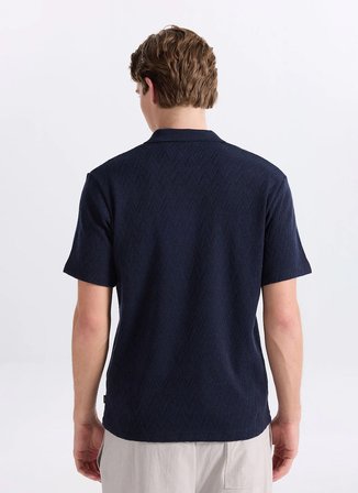 Jack & Jones Lacivert Erkek Regular Fit Zikzak Desenli Polo T-Shirt 12308294 JPRBLATRENTONJACQU POLOSMU