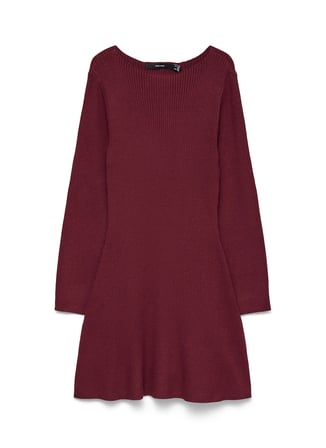 Vero Moda Bordo Kadın Kayık Yaka Elbise 10347749-191528 TCX