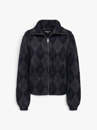 ONLMAROON LS ZIP COLLAR CARDIGAN KNT Kadın Mavi Hırka - 15358211