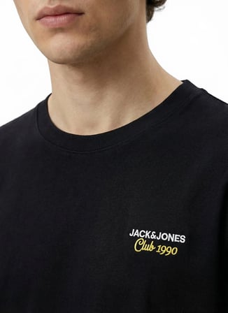 Jack & Jones Siyah Erkek Regular Fit Logo Baskılı T-Shirt 12306235 JORCLUB TEE SS CREW TRSS26