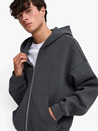 ONSGOYLE BOXY LS SCUBA ZIP HOODIE NOOS Erkek Gri Sweatshirt - 22035193