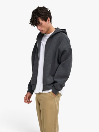 ONSGOYLE BOXY LS SCUBA ZIP HOODIE NOOS Erkek Gri Sweatshirt - 22035193