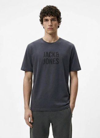 Jack & Jones Gri Erkek Regular Fit Logo Baskılı T-Shirt 12307780 JCOTONE TEE CRW NECK BSS26