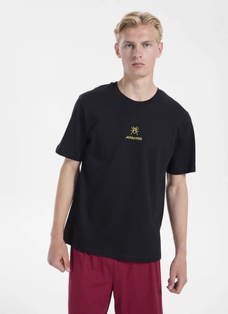 Jack & Jones Siyah Erkek Regular Fit Logo Baskılı T-Shirt 12307781 JORWILDLIFE TEE CREW BSS26