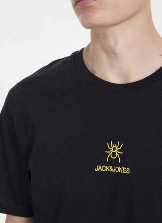 Jack & Jones Siyah Erkek Regular Fit Logo Baskılı T-Shirt 12307781 JORWILDLIFE TEE CREW BSS26