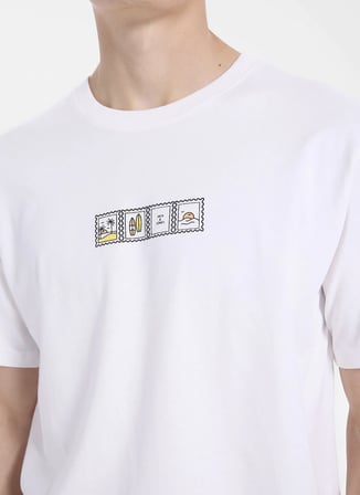 Jack & Jones Bej Erkek Regular Fit Pano Desen T-Shirt 12306234 JORSCENE TEE SS CREW BSS26