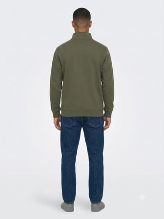 Only & Sons Erkek ONSDAWSON REG LS HALF SWEATSHİRT YEŞİL - 22039036 