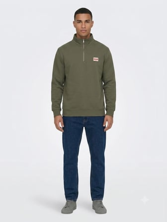 Only & Sons Erkek ONSDAWSON REG LS HALF SWEATSHİRT YEŞİL - 22039036 