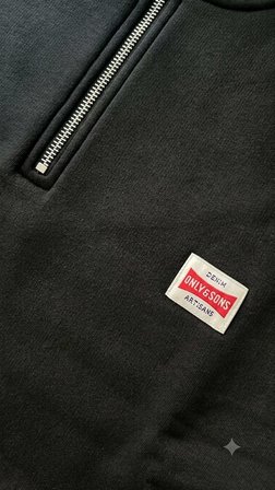 Only & Sons Erkek ONSDAWSON REG LS HALF SWEATSHİRT SİYAH- 22039036 