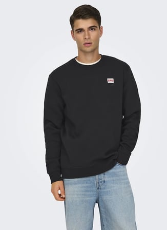 Only & Sons Siyah Erkek O Yaka Baskılı Sweatshirt 22033193 ONSDAWSON REG CREW WW VD