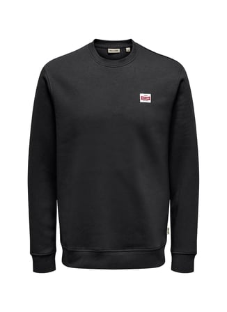 Only & Sons Siyah Erkek O Yaka Baskılı Sweatshirt 22033193 ONSDAWSON REG CREW WW VD