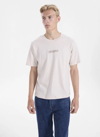 Jack & Jones Bej Erkek Regular Fit Logo Baskılı T-Shirt 12307760 JORTOOK TEE CRW NECK BSS26