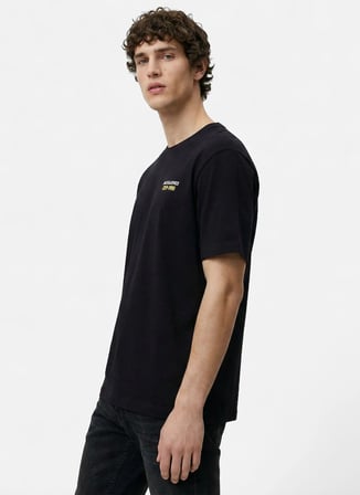 Jack & Jones Siyah Erkek Regular Fit Logo Baskılı T-Shirt 12306235 JORCLUB TEE SS CREW TRSS26