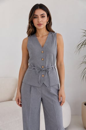 ONLY KADIN ONLNIVA S/L BELT GRİ YELEK - 15376495