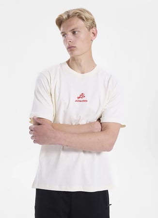 Krem Erkek %100 Pamuk Regular Fit T-Shirt 12307781 JORWILDLIFE TEE CREW BSS26