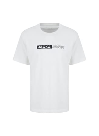 Jack & Jones Beyaz Erkek Standart Fit Logo Baskılı T-Shirt 12233999 JJECORP LOGO TEE PLAY NECK