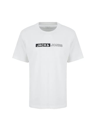 Jack & Jones Beyaz Erkek Standart Fit Logo Baskılı T-Shirt 12233999 JJECORP LOGO TEE PLAY NECK