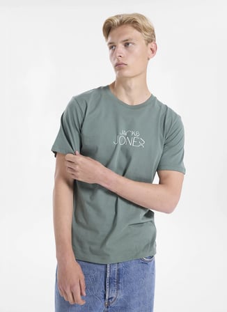Jack & Jones Yeşil Erkek Regular Fit Logo Baskılı T-Shirt 12306242 JORCURVE TEE SS CREW BSS26