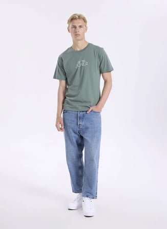 Jack & Jones Yeşil Erkek Regular Fit Logo Baskılı T-Shirt 12306242 JORCURVE TEE SS CREW BSS26
