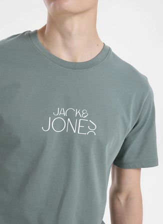 Jack & Jones Yeşil Erkek Regular Fit Logo Baskılı T-Shirt 12306242 JORCURVE TEE SS CREW BSS26