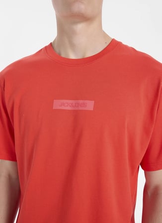 Jack & Jones Kırmızı Erkek Regular Fit Logo Baskılı T-Shirt 12307760 JORTOOK TEE CRW NECK BSS26