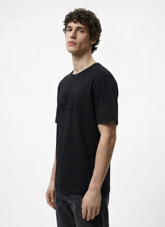 Jack & Jones Siyah Erkek Regular Fit Logo Baskılı T-Shirt 12307780 JCOTONE TEE CRW NECK BSS26