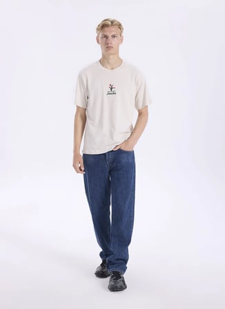 Ekru Erkek %100 Pamuk Regular Fit T-Shirt 12288513 JORCACTUS TEE SS CREWBSS26