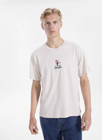 Ekru Erkek %100 Pamuk Regular Fit T-Shirt 12288513 JORCACTUS TEE SS CREWBSS26