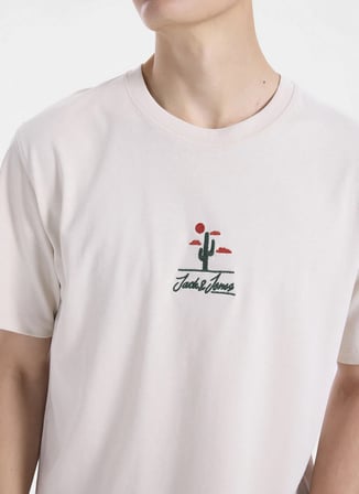 Ekru Erkek %100 Pamuk Regular Fit T-Shirt 12288513 JORCACTUS TEE SS CREWBSS26