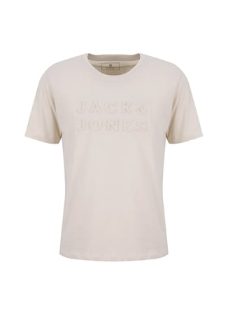 Jack & Jones Bej Erkek Regular Fit Logo Baskılı T-Shirt 12307677 JPRBLURANGER TEECREW BSS26