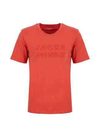 Jack & Jones Turuncu Erkek Regular Fit Logo Baskılı T-Shirt 12307677 JPRBLURANGER TEECREW BSS26