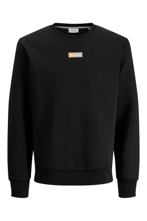Jack & Jones Erkek Jjpan Bisiklet Yaka Logo Detaylı Sweatshirt 12310759 Siyah