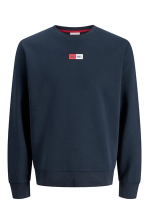Jack & Jones Erkek Jjpan Bisiklet Yaka Logo Detaylı Sweatshirt 12310759 Lacivert