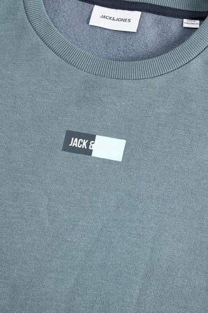 Jack & Jones Erkek Jjpan Bisiklet Yaka Logo Detaylı Sweatshirt 12310759 Havacı