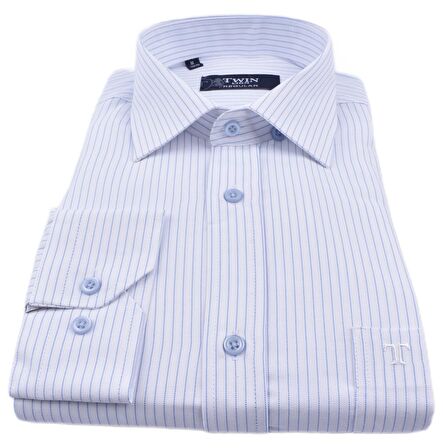 TWN-212 REGULAR ÇİZGİLİ GÖMLEK /MAVİ/XXL