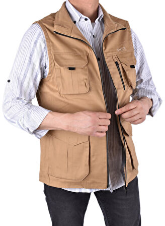 2023-812 MEVSİMLİK AVCI YELEK/CAMEL/L