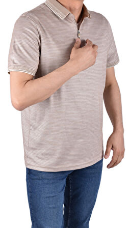 RYM-7620 FERMUARLI POLO YAKA TİŞÖRT/BEJ/XL