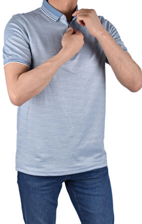 RYM-7620 FERMUARLI POLO YAKA TİŞÖRT/AÇIK MAVİ/L