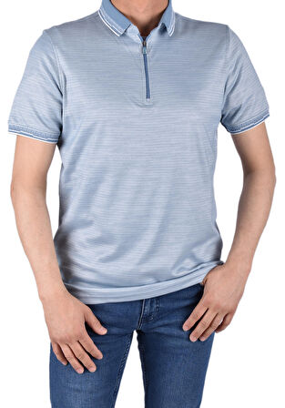 RYM-7620 FERMUARLI POLO YAKA TİŞÖRT/AÇIK MAVİ/L