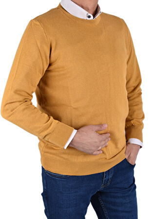 RYM-22920 BİSİKLET YAKA KAZAK/HARDAL/2XL