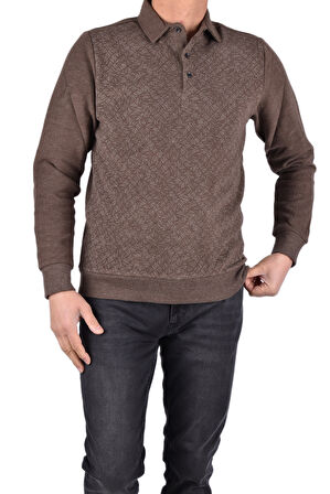 BRG-95010 POLO YAKA DESENLİ SWEAT/VİZON/2XL