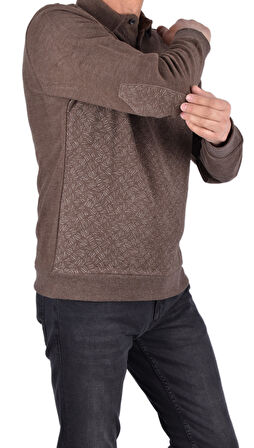 BRG-95010 POLO YAKA DESENLİ SWEAT/VİZON/2XL