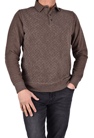 BRG-95010 POLO YAKA DESENLİ SWEAT/VİZON/2XL