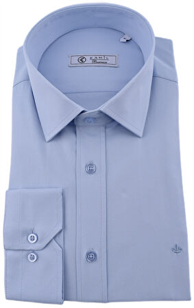 KML 10-PAMUK LYCRA SLİMFİT GÖMLEK/MAVİ/M